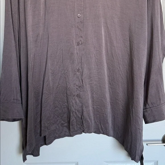 Eileen Fisher Women’s purple Long Sleeve Button Down Silk Blouse XL - Picture 4 of 12
